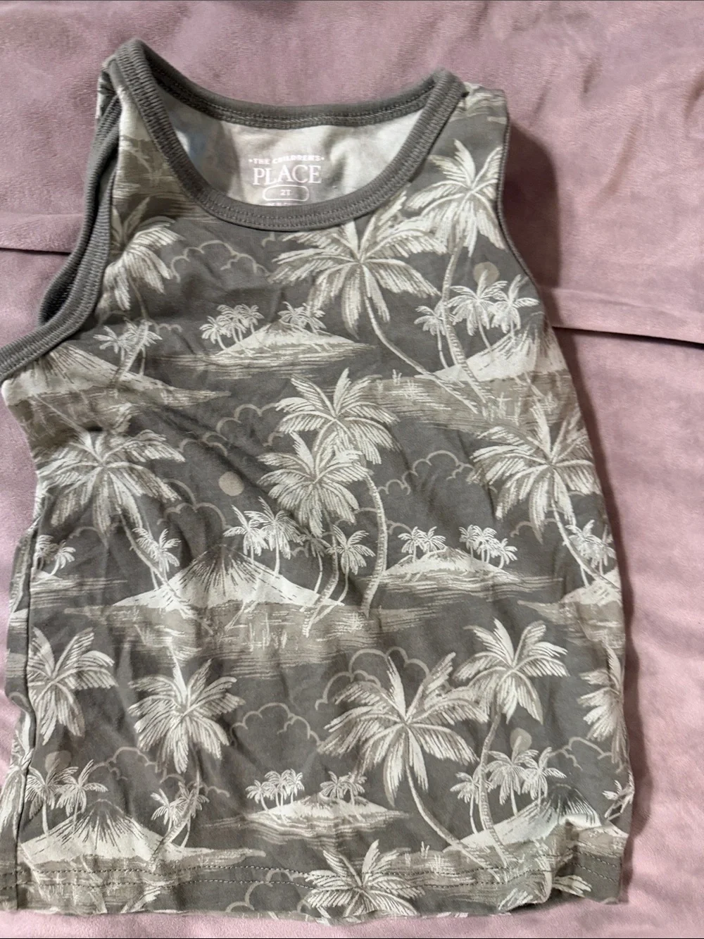 The Children's Place Tropical Palm Tank - Gray & White